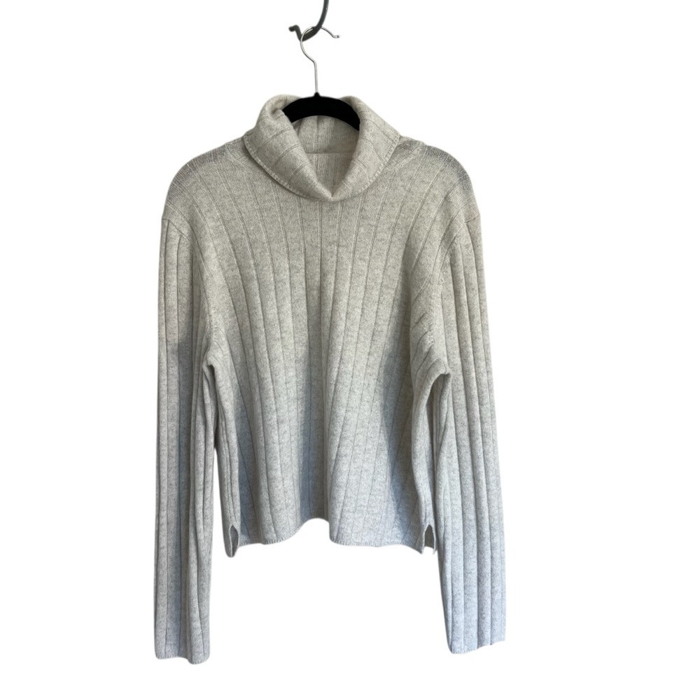 New H by Halston 100% 2-ply ribbed turtleneck cashmere sweater oatmeal beige XL